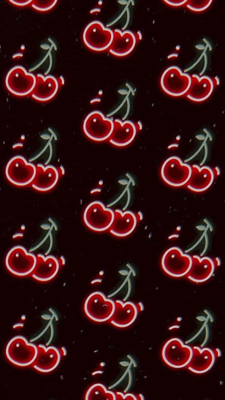 Red Retro 80s Aesthetic Cherries Wallpaper