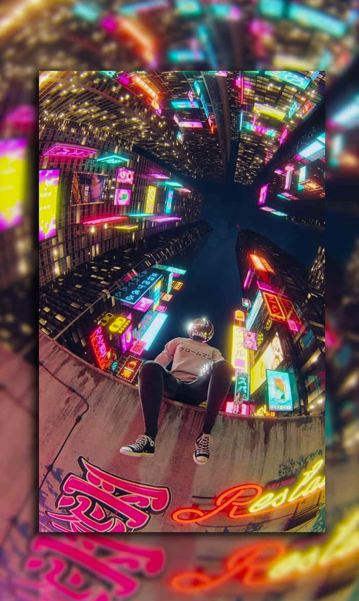 Red Retro 80s Aesthetic Wall With Graffiti Wallpaper