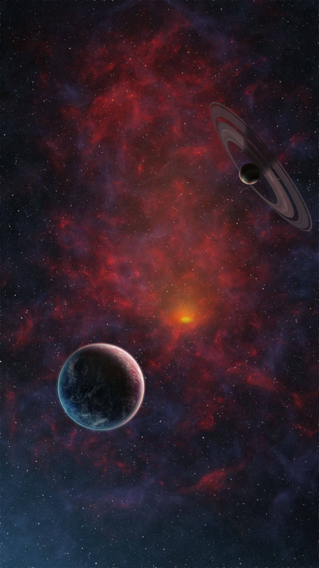 Red Skies In Space 4k Phone Wallpaper