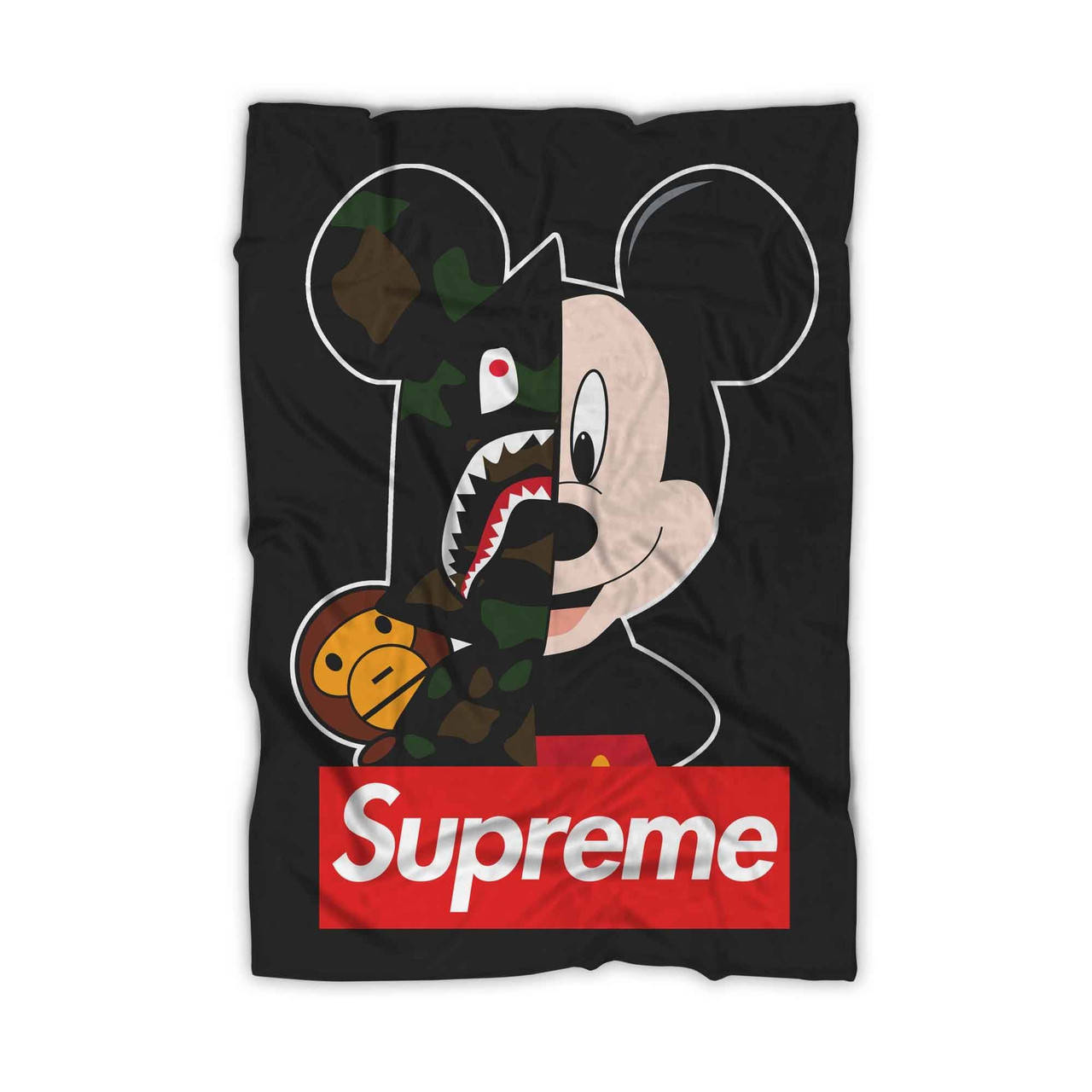 Red Supreme Mickey Mouse Artwork Wallpaper