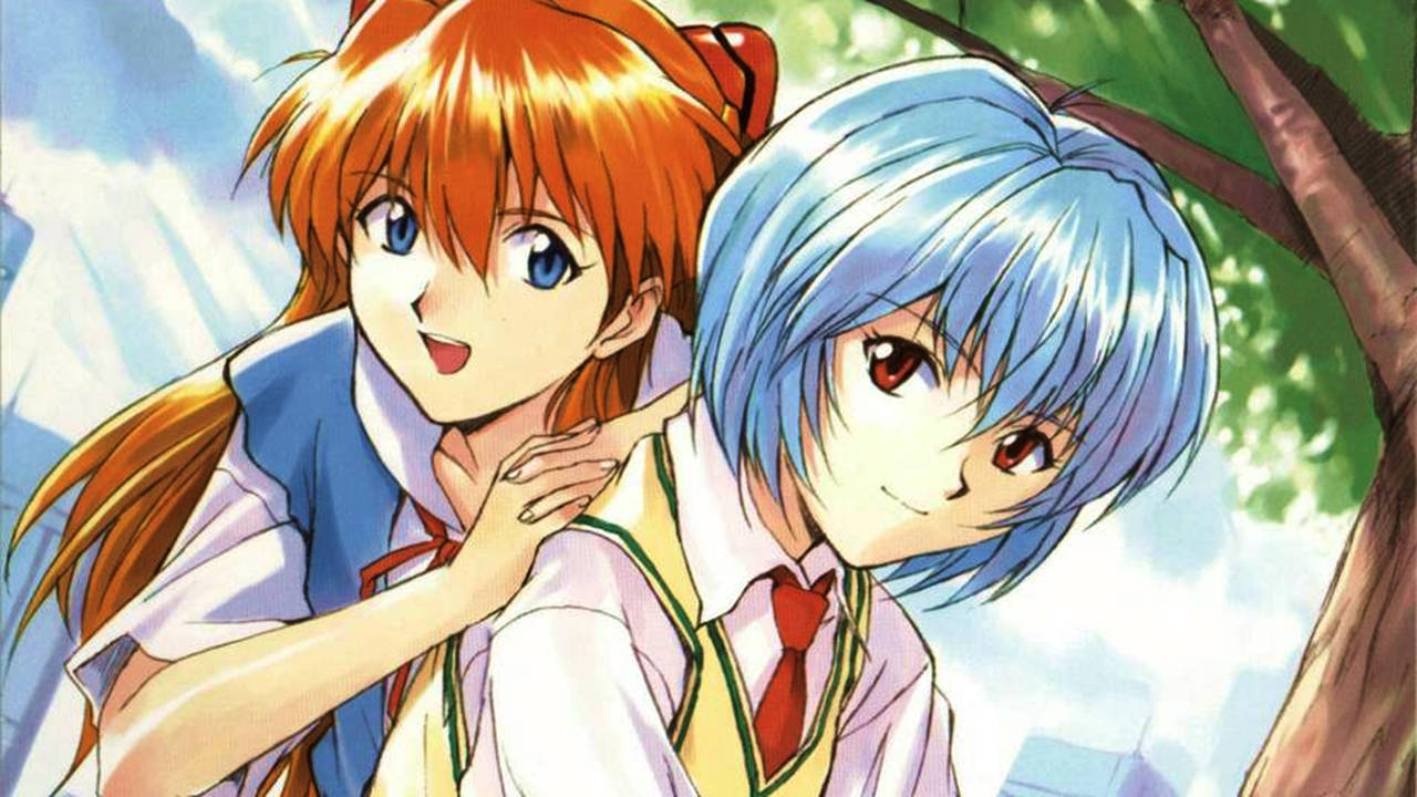 Rei And Asuka On Unifrom Evangelion Wallpaper