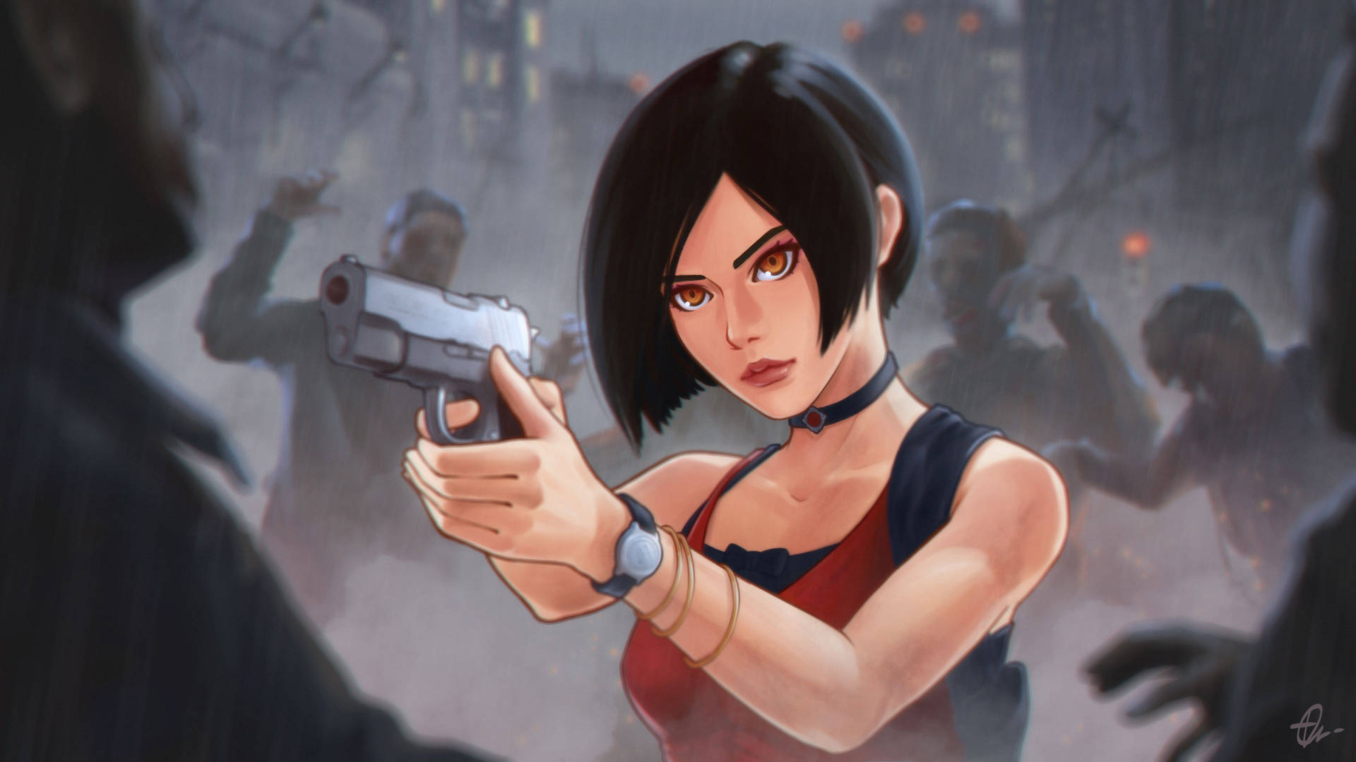 Download free Resident Evil 2 Ada Wong Gun In The Rain Wallpaper -  MrWallpaper.com