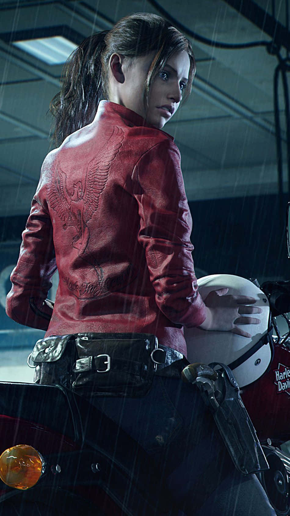 Resident Evil 2 Claire On The Motorcycle Phone Wallpaper