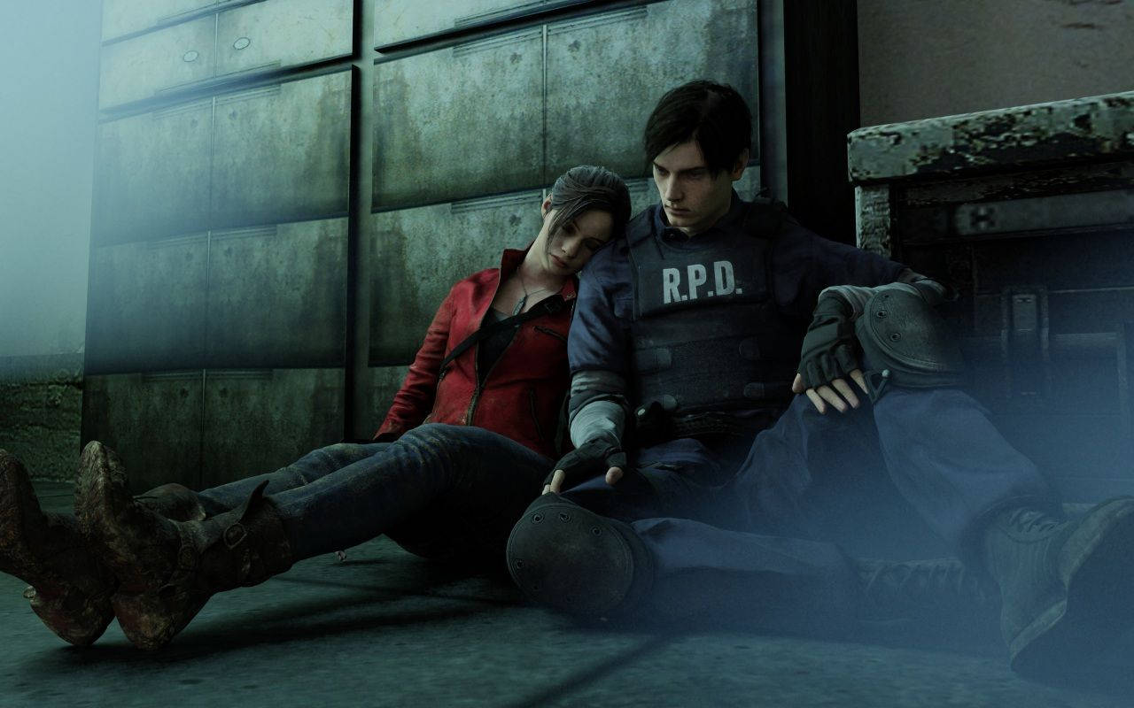 Resident Evil 2 Tired Claire And Leon Wallpaper