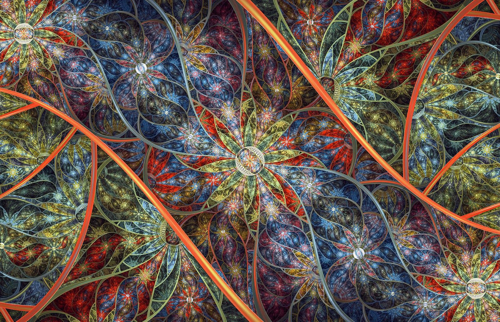 Retro-style Flower Fractals Wallpaper