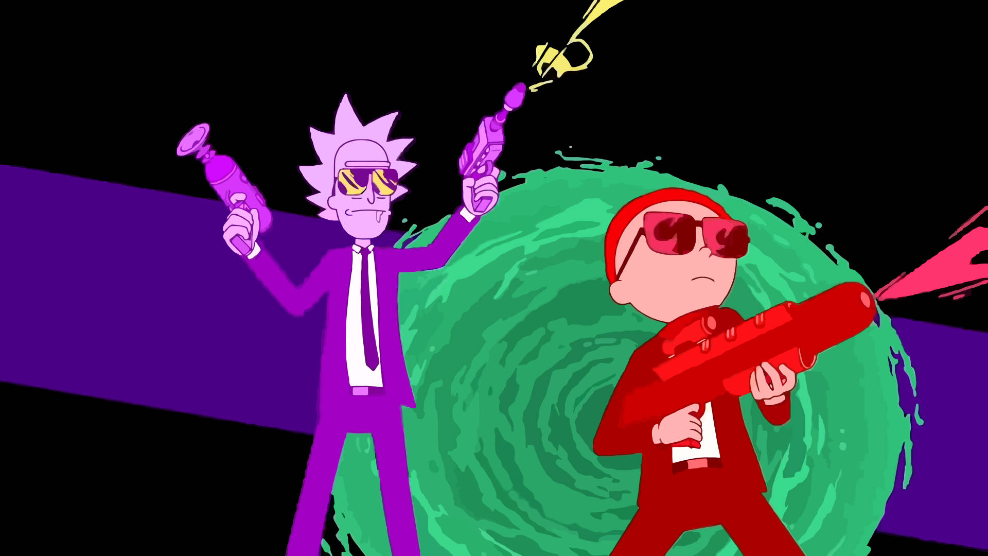 Rick And Morty Purple And Red Wallpaper
