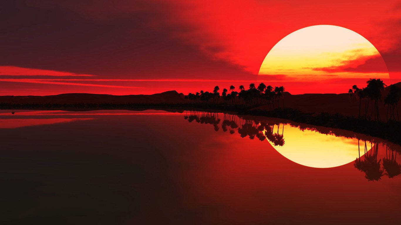 Rising Sun With Blood Red Skies Wallpaper