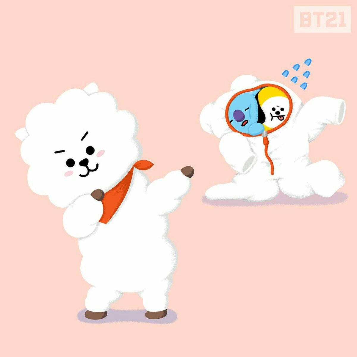 Rj Bt21 With Chimmy And Koya Wallpaper
