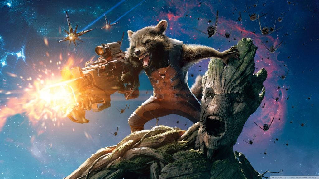 Rocket Raccoon And Groot 1024x576 Wallpaper