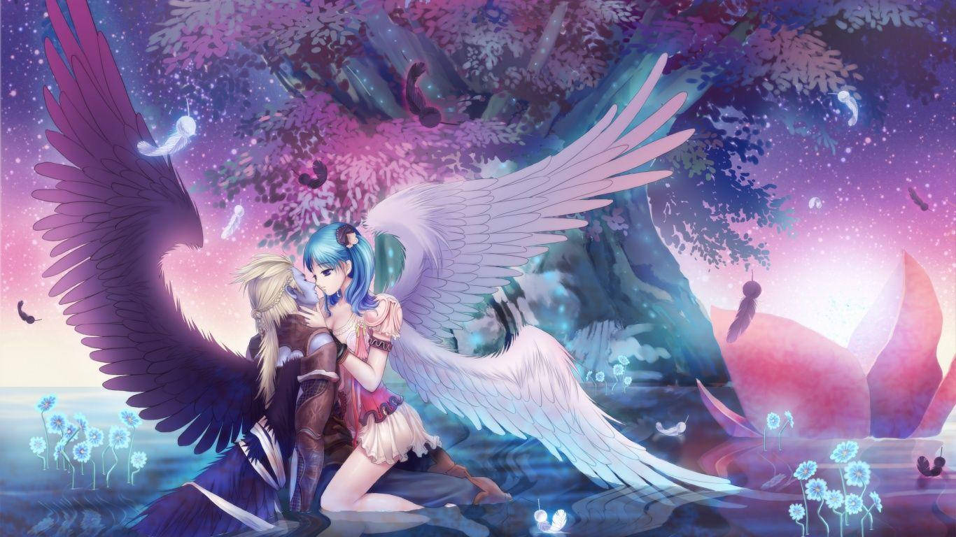 Romantic Anime Angel And Demon Wallpaper