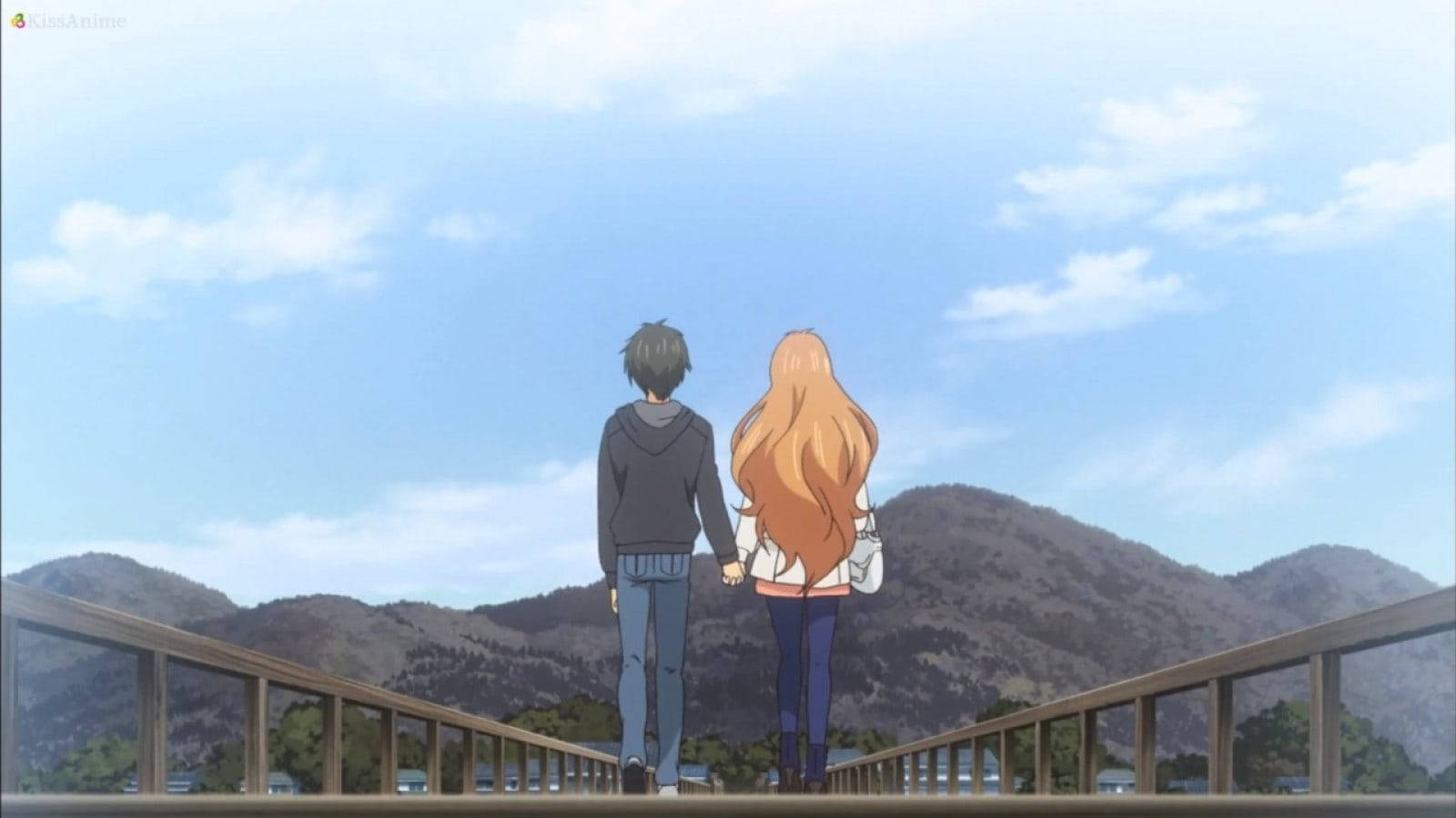 Romantic Anime Couples Golden Time Bridge Wallpaper