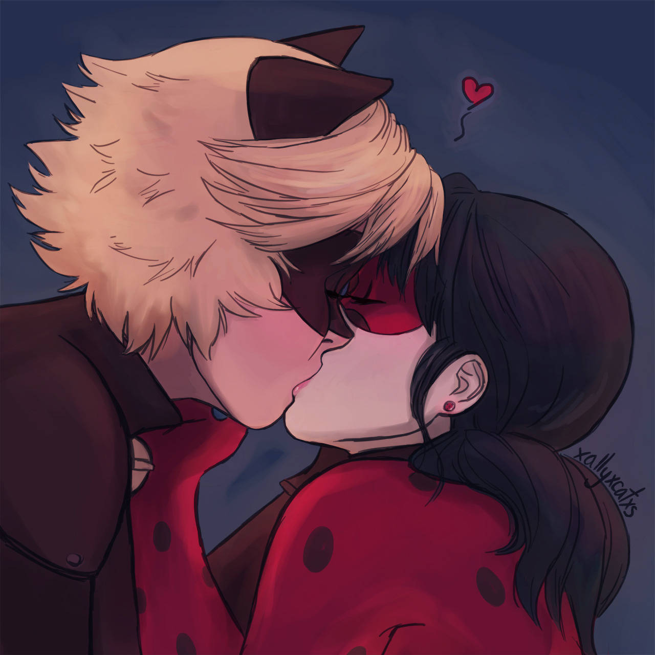 Romantic Ladybug And Cat Noir Kiss Wallpaper