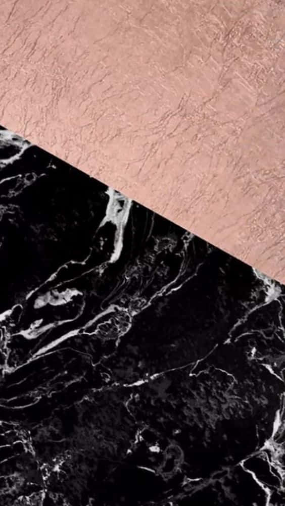 Rose Gold Black Marble Slanted Pattern Wallpaper