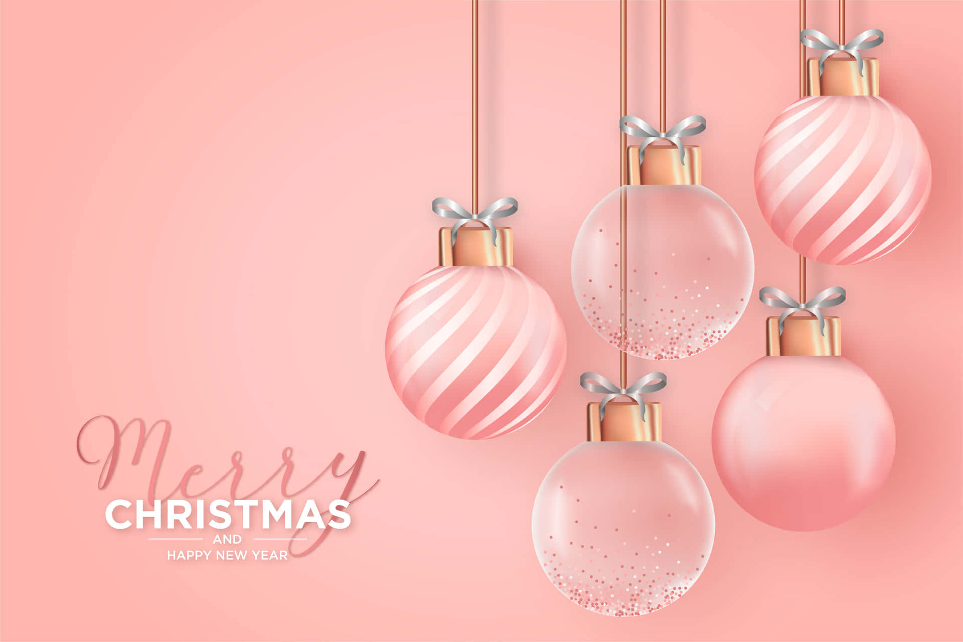 Rose Gold Christmas Balls Wallpaper