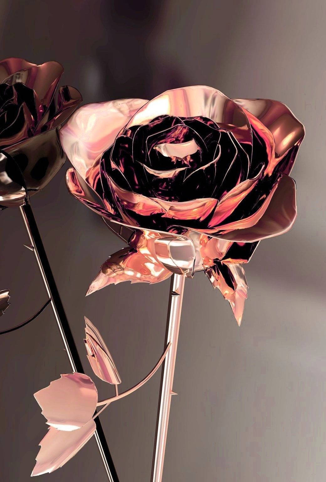 Rose Gold Tumblr Metal Rose Wallpaper