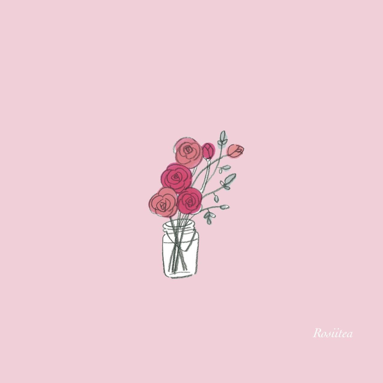 Roses In Plain Color Wallpaper