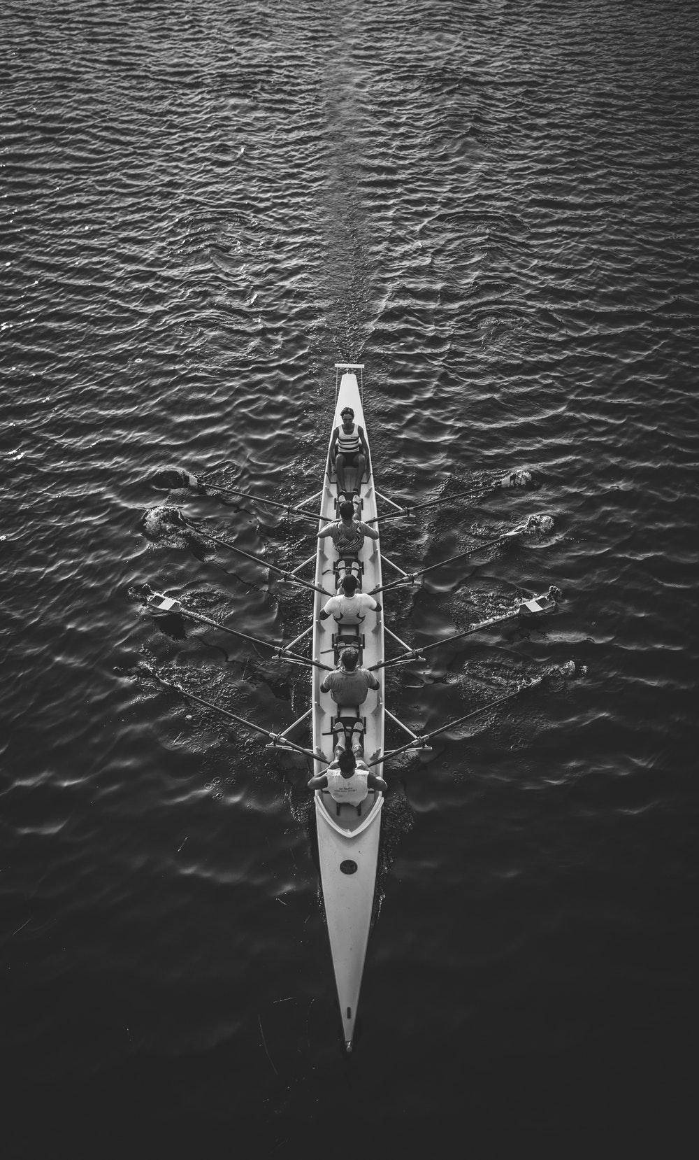 Rowing Race Greyscale Wallpaper