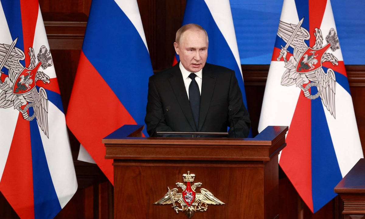 Russian President Vladimir Putin Delivering A Speech On A Wooden Podium Wallpaper