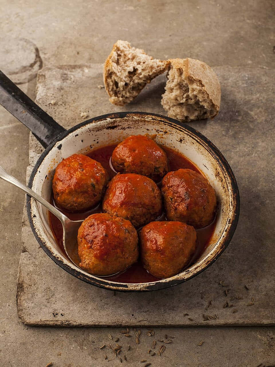 Rustic Meatballsin Tomato Sauce Wallpaper