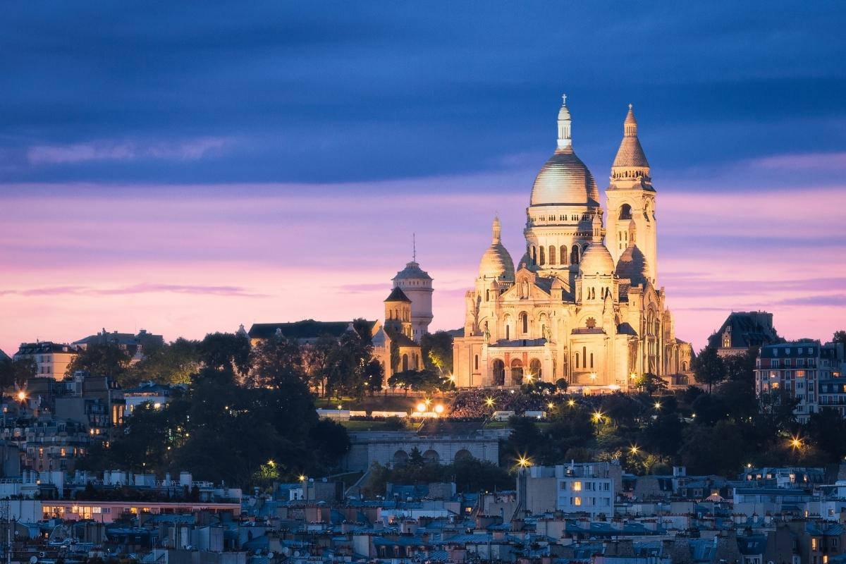 Sacre Coeur Basilica Purple Blue Sunset Wallpaper