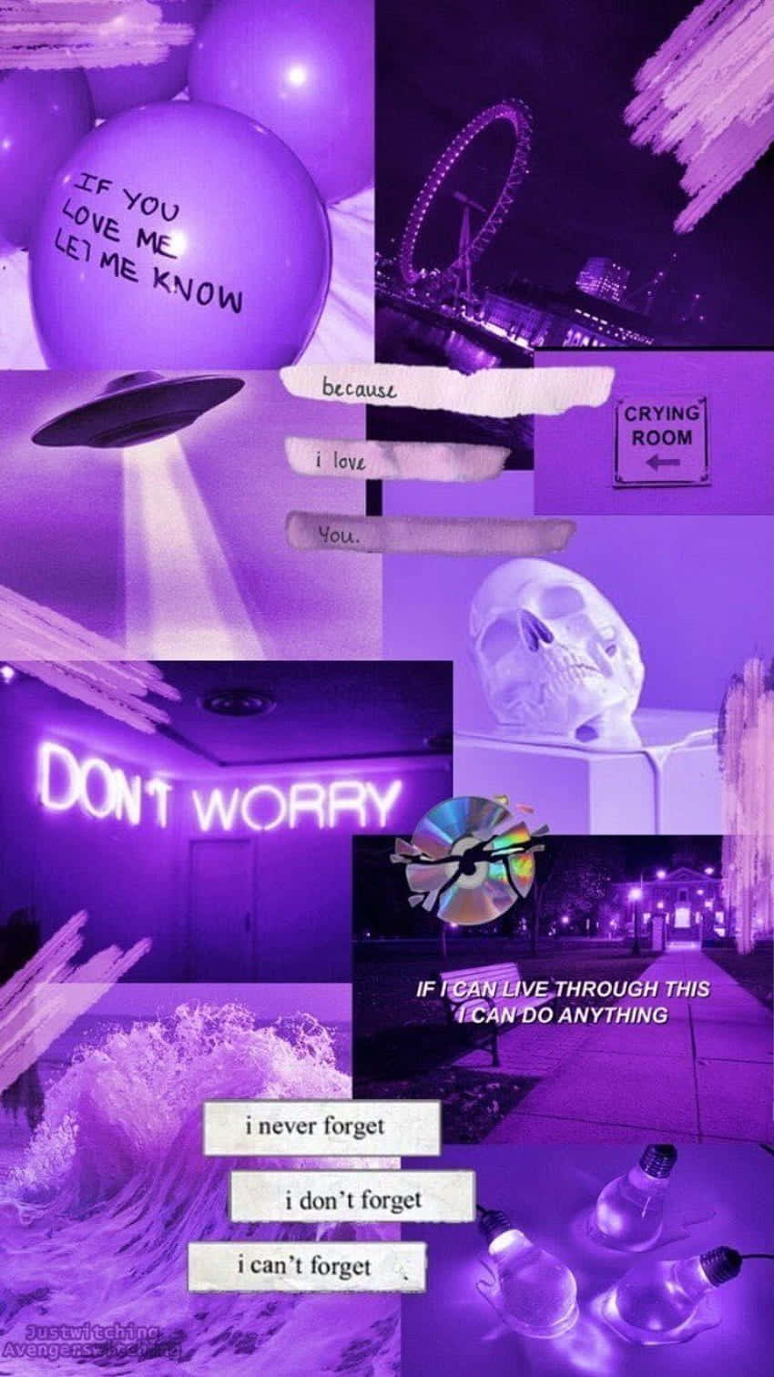 Sad Aesthetic Purple Collage Wallpaper