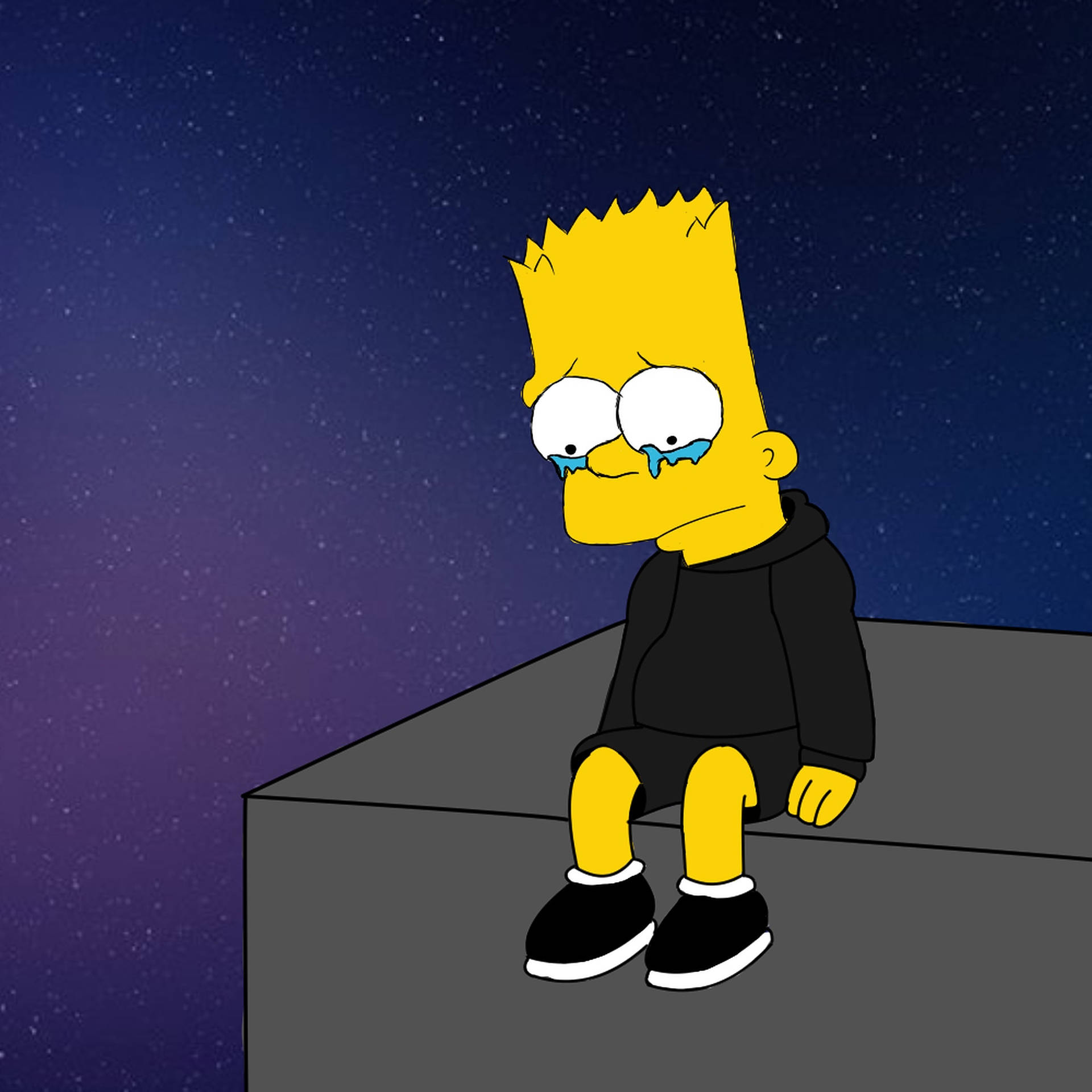 Download free Sad Bart Simpsons Galaxy Night Time Wallpaper -  MrWallpaper.com