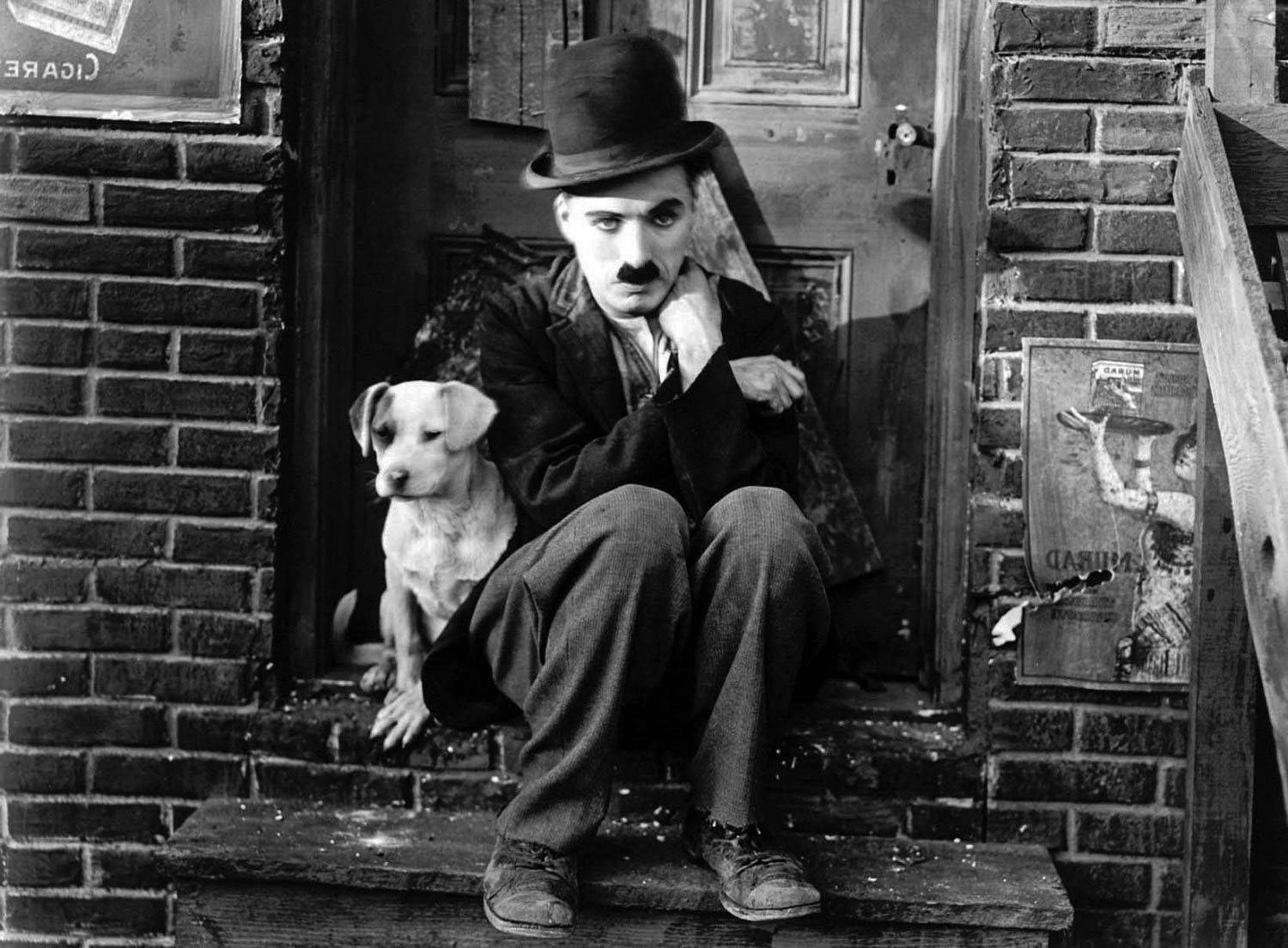 Sad Charlie Chaplin And Dog Wallpaper
