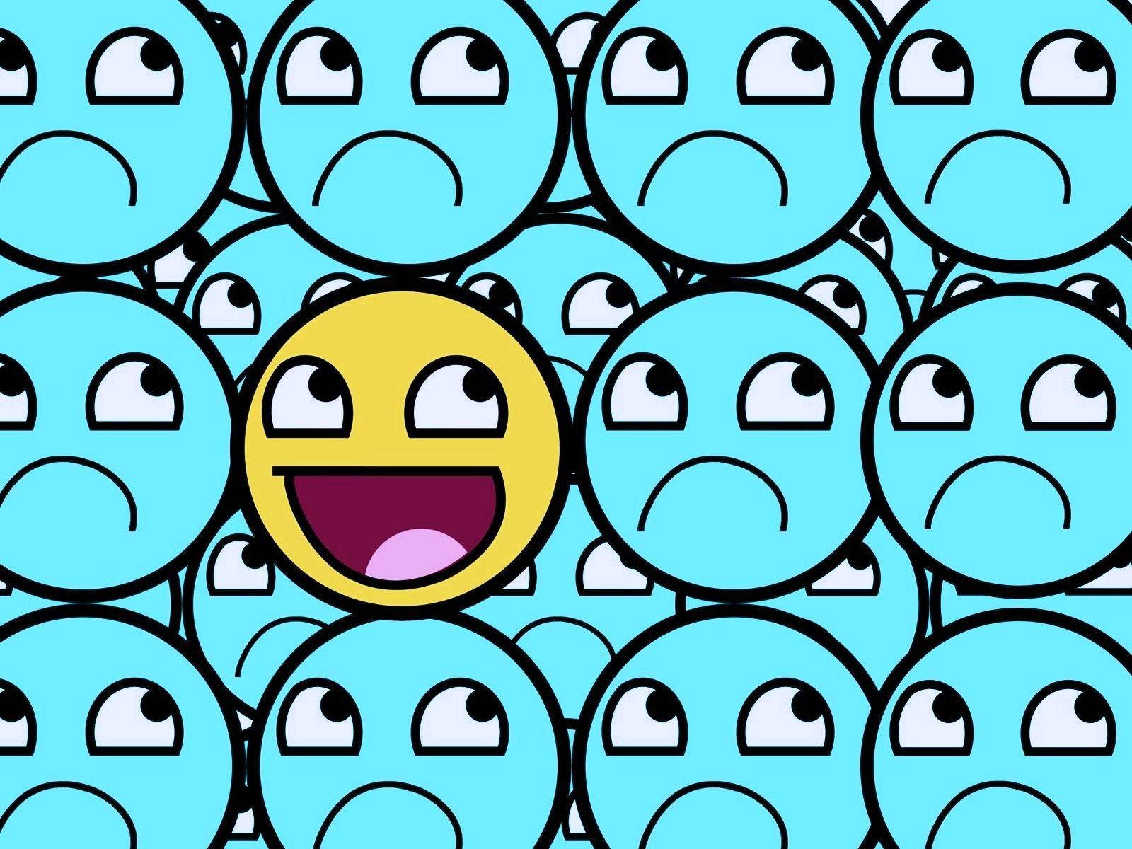 Sad Emojis And A Happy Face Wallpaper