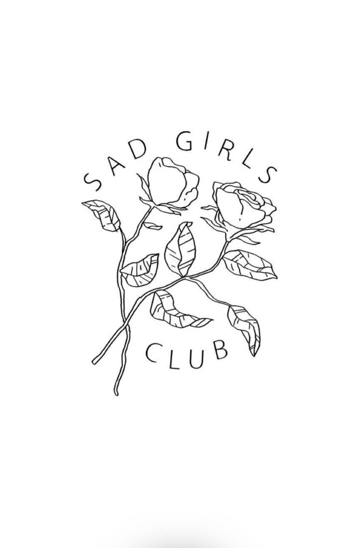 Sad Girls Club With Roses Indie Phone Wallpaper
