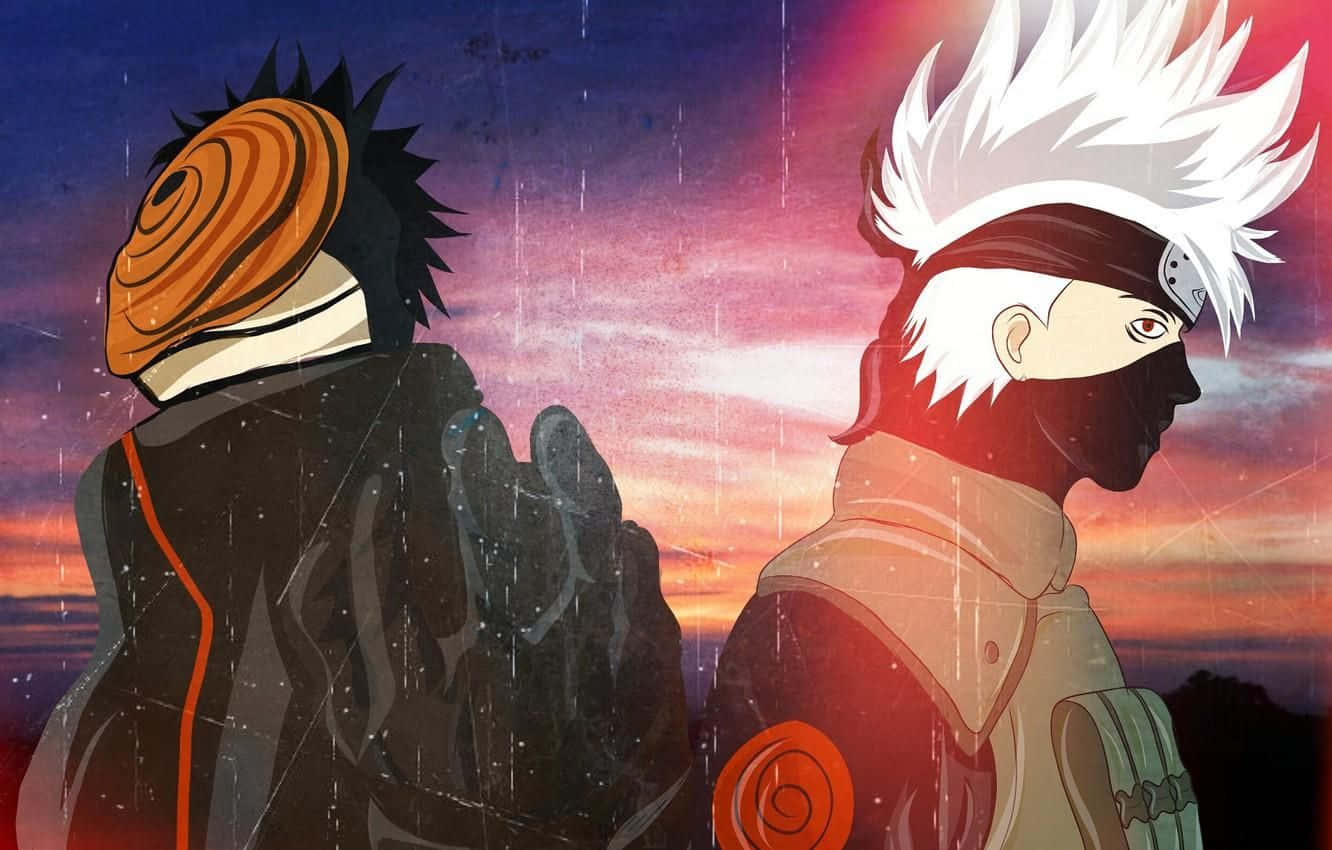 Sad Kakashi Next To Tobi Wallpaper