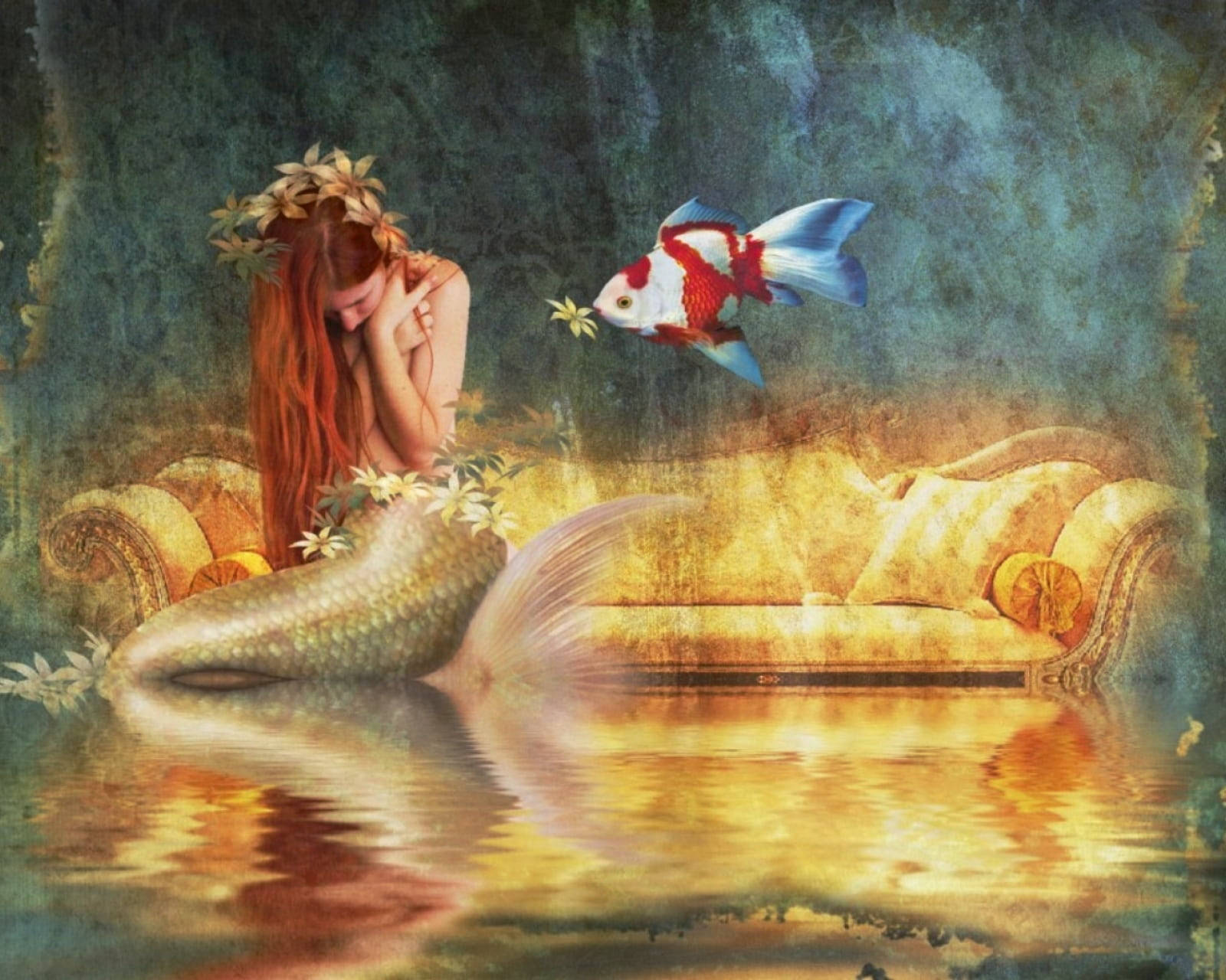 Sad Mermaid Beautiful Fish Wallpaper