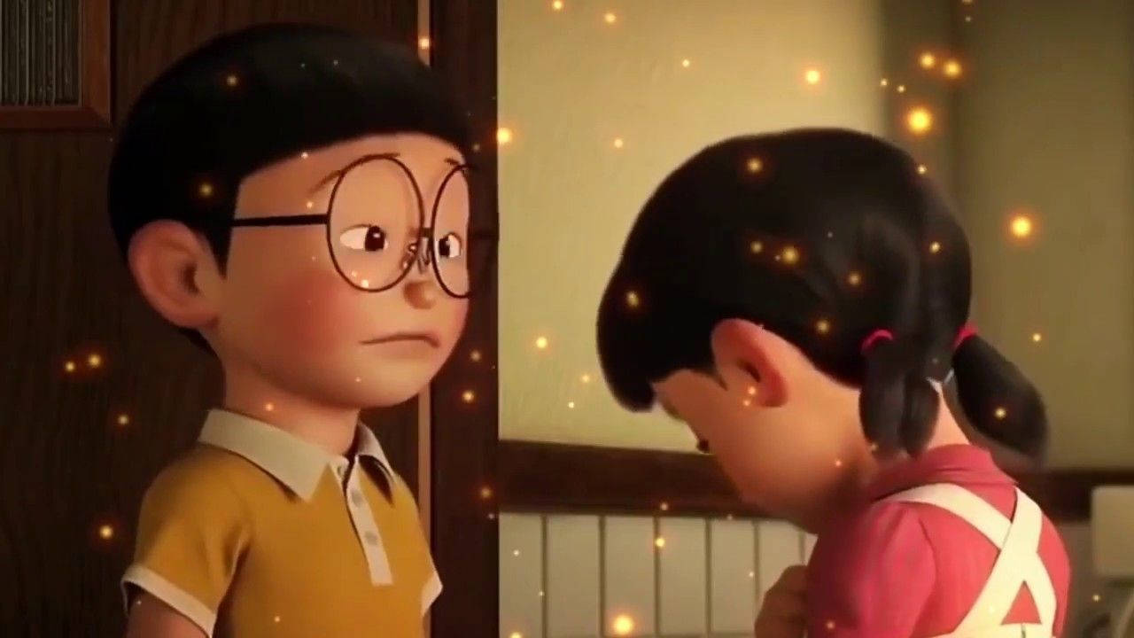 Sad Nobita And Shizuka Sparkle Wallpaper