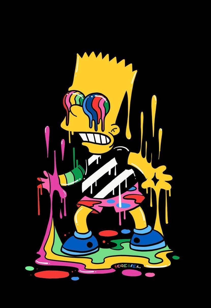 Sad Simpsons Colorful Melting Wallpaper