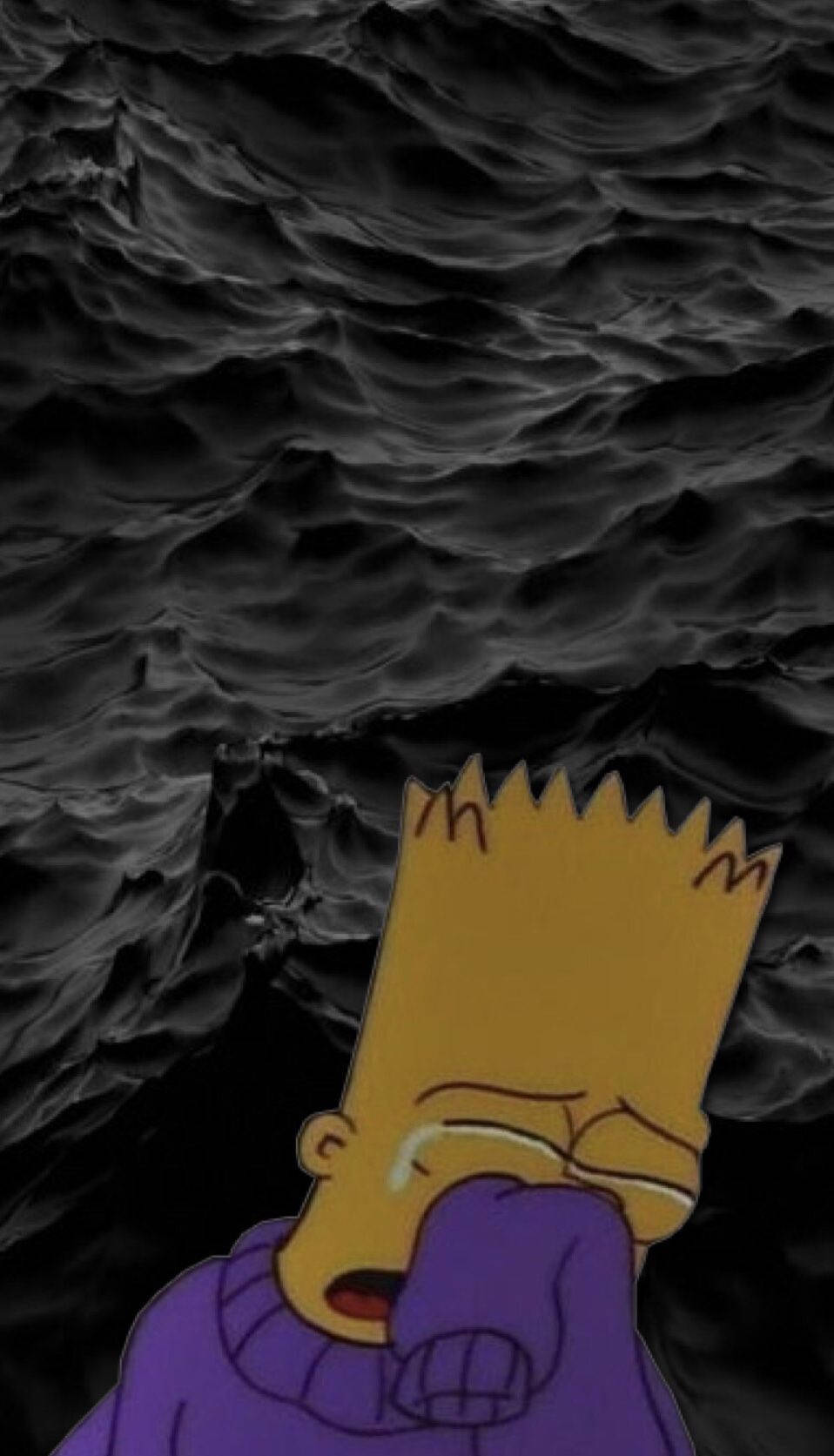 Sad Simpsons Dark Ocean Background Wallpaper