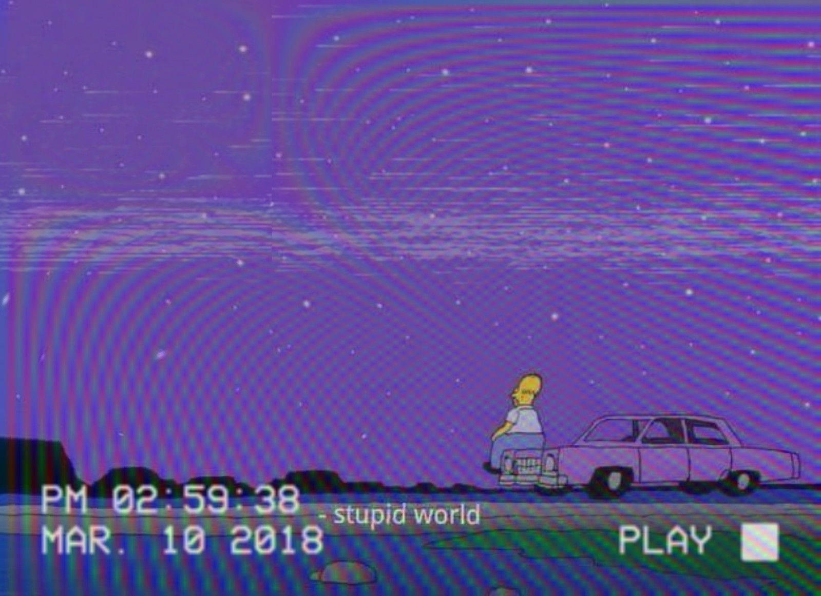Sad Simpsons Vhs Sky Wallpaper