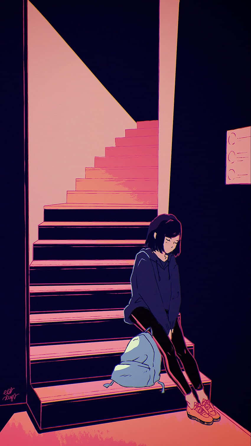 Sad Vibes Cartoon Girl Wallpaper