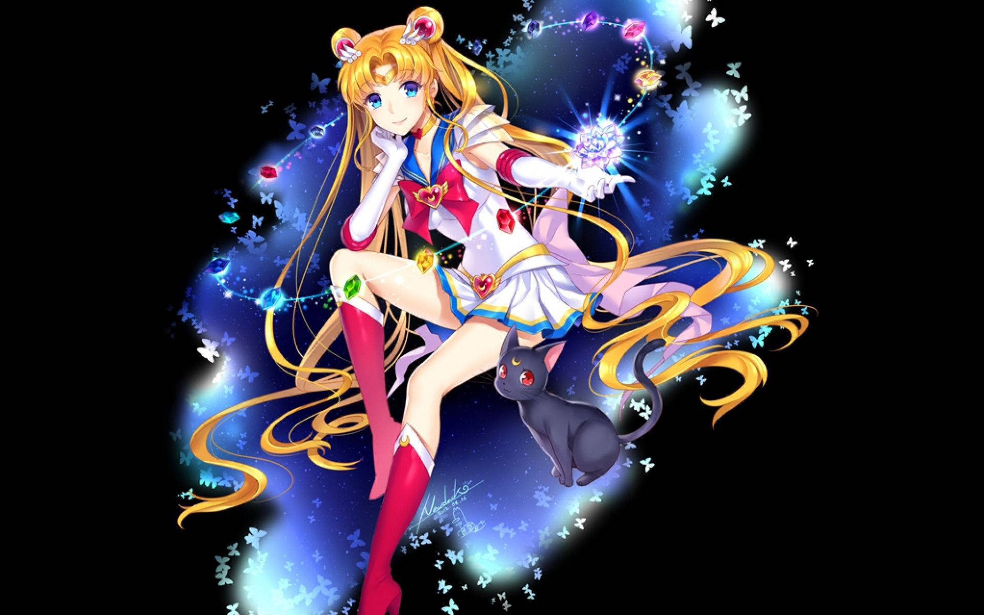 Sailor Moon And Luna Cat Wallpaper