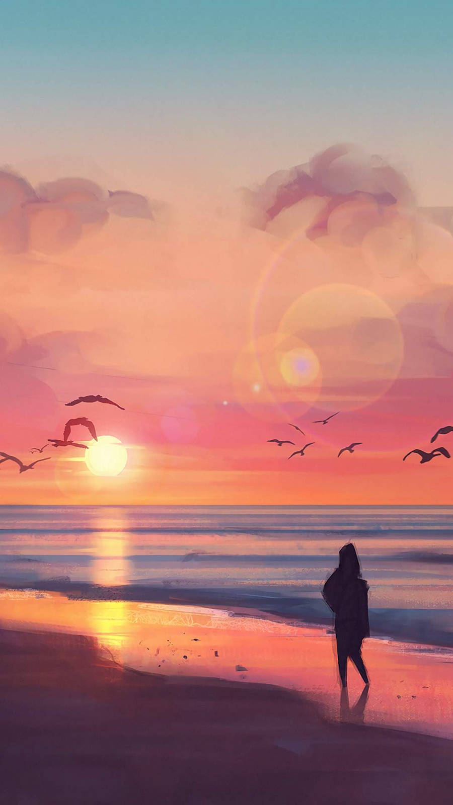 Samsung A71 Beach And Sunset Wallpaper