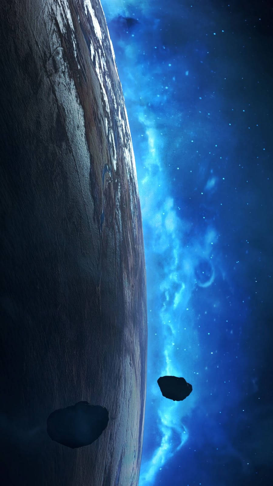 Samsung A71 Orbiting Asteroids Wallpaper