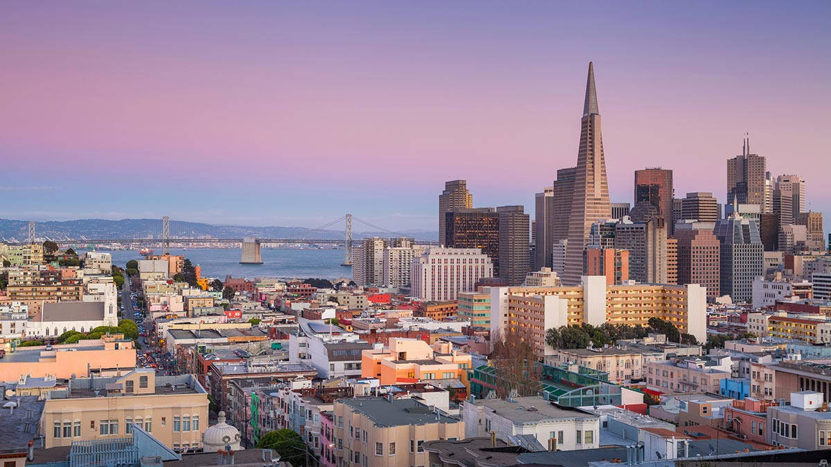 San Francisco Skyline At Sunset Wallpaper