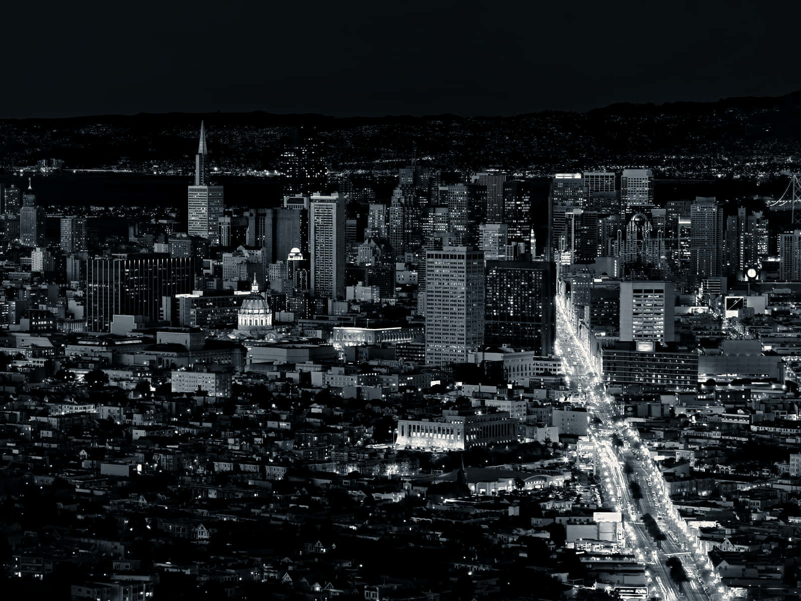 San Francisco Skyline In Dramatic Black And White Wallpaper