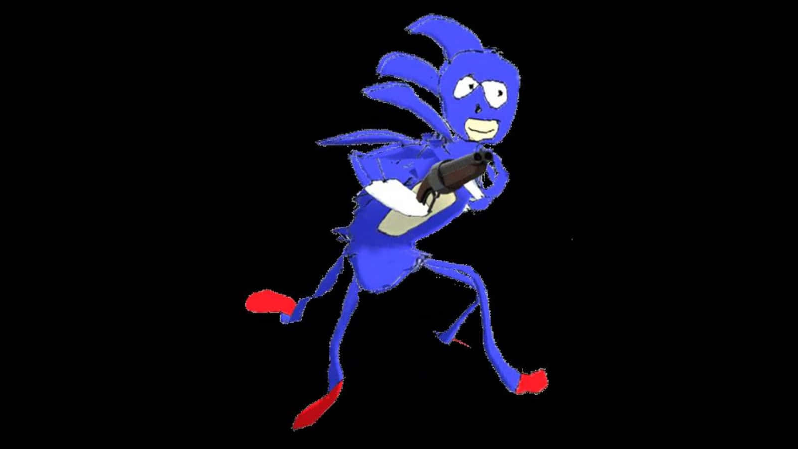 Sanic, The Speedy Blue Hedgehog In An Action Pose. Wallpaper