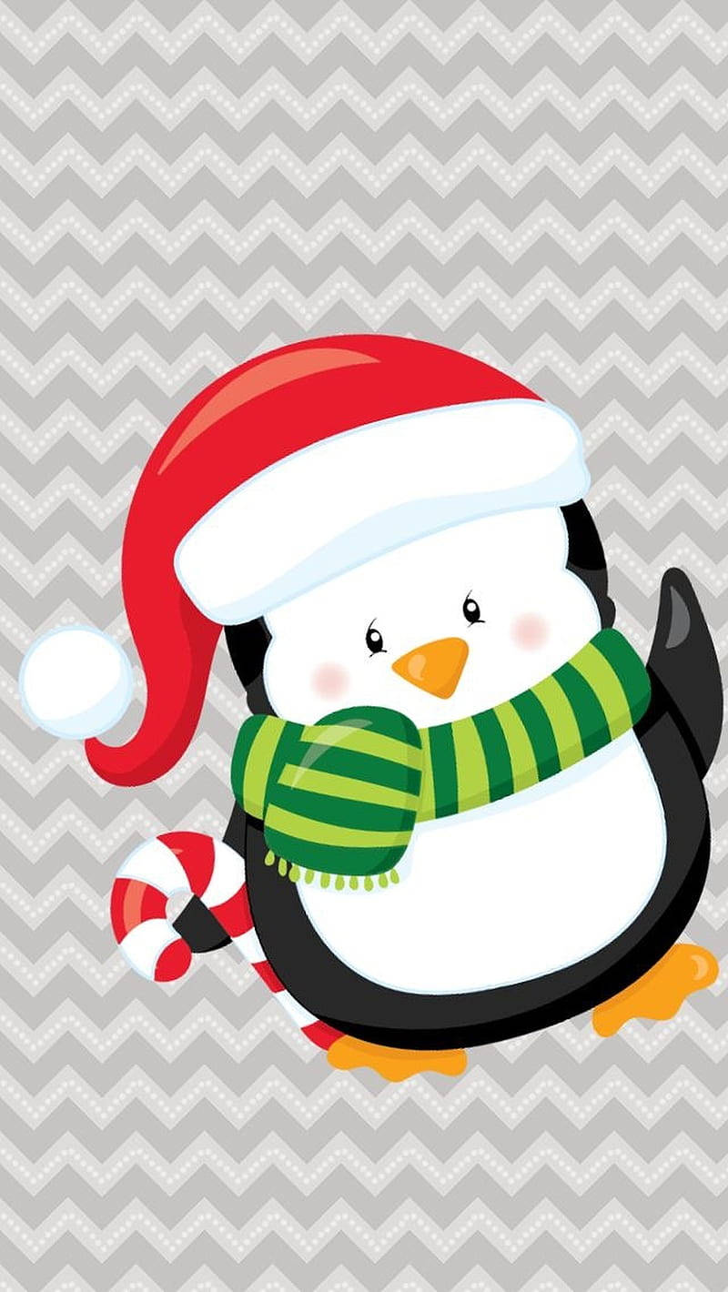 Santa Penguin Christmas Phone Wallpaper