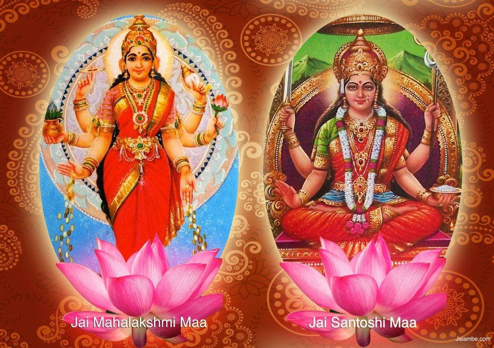 Santoshi Maa And Shri Lakshmi Devi Wallpaper