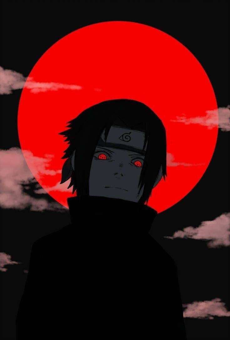 Sasuke With Red Moon Instagram Pfp Wallpaper