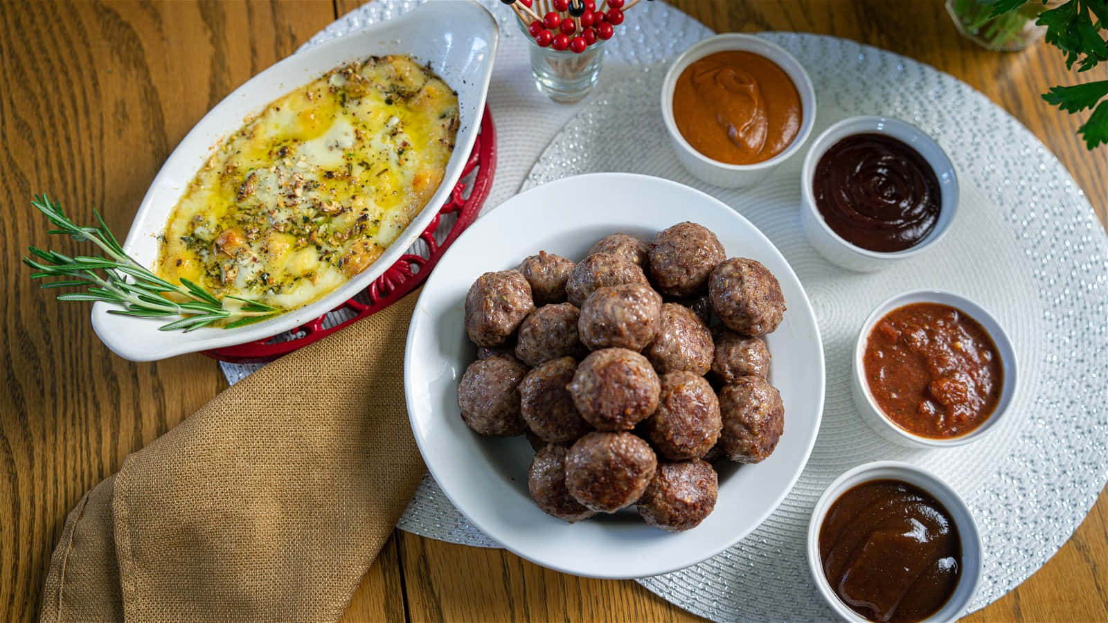 Savory Meatballs With Dipping Sauces Wallpaper