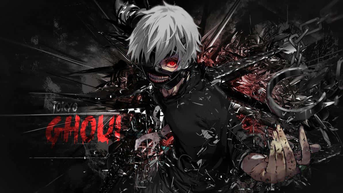 Scarred Figure Walking Through Tokyo Ghoul's Night-time Backdrop Wallpaper