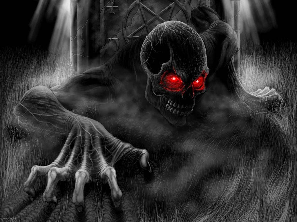 Scary Face Glowing Red Eyes Wallpaper