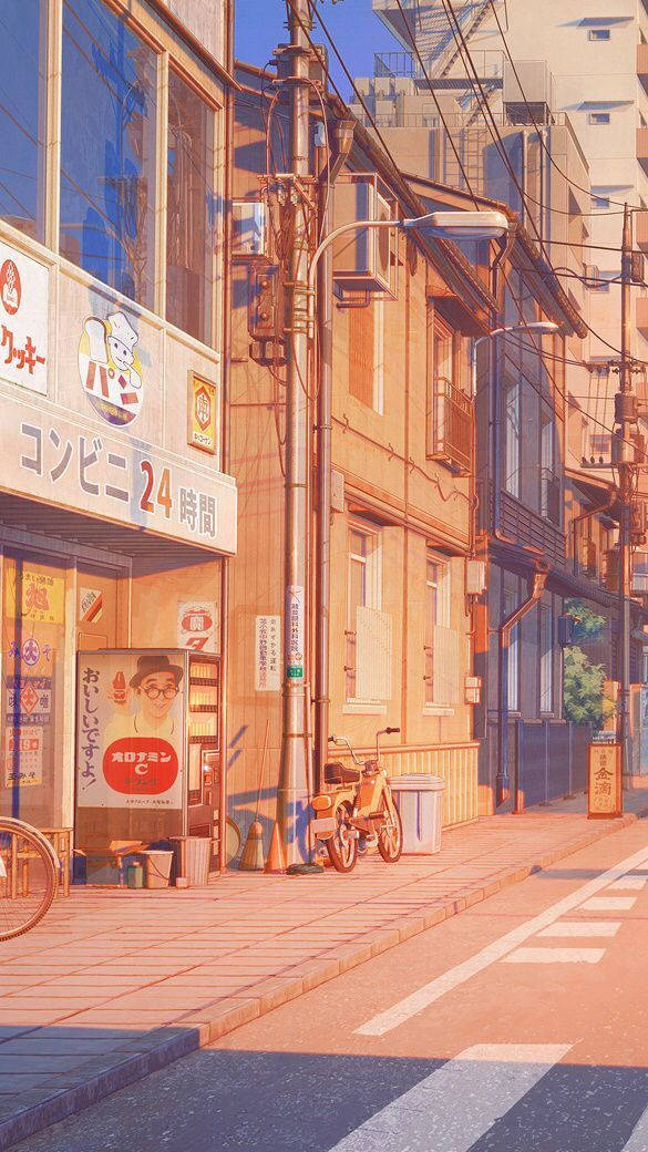 Scenic Japanese Anime Street Wallpaper