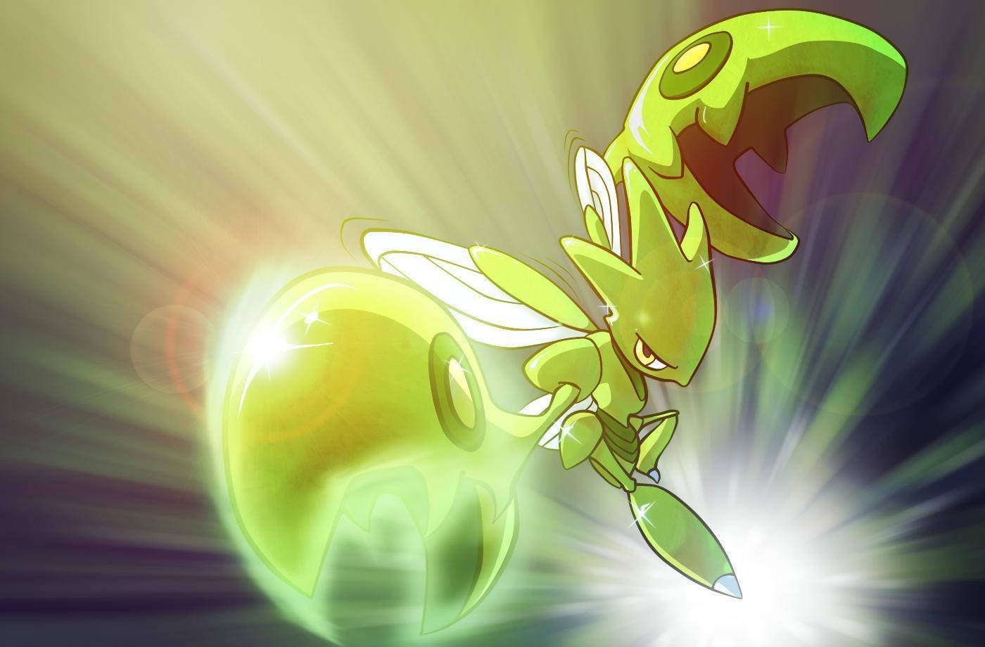 Scizor In Green Wallpaper